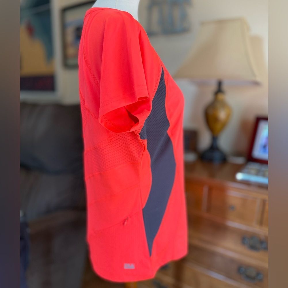Fila Women's 2 Piece Neon Red Orange and Gray Short Sleeve Top and Jacket - Picture 7 of 13